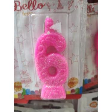 Imagem de Vela aniversário n6 Rosa - Bello Festas 