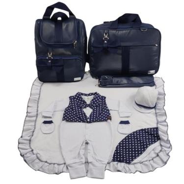Imagem de Kit bolsa maternidade de luxo marinho + saida maternidade - LET BABY B