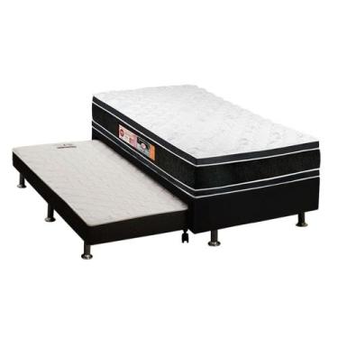 Imagem de Cama Box c/Auxiliar Solteiro: Colchão Espuma Castor D33 Black e White 