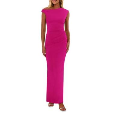 Imagem de Vestido maxi feminino PRETTYGARDEN 2025, verão, rosa vermelha