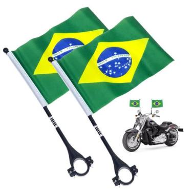 Imagem de Par Bandeira Brasil Tecido Poliéster Para Moto E Bicicleta 19x14cm Cop