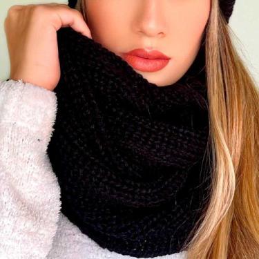 Imagem de Cachecol gola lã feminina masculina maxi tricot duas voltas - Fonte, P