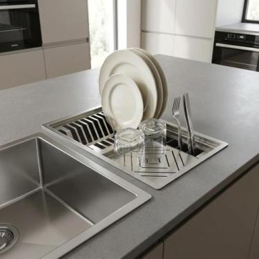 Imagem de Canal organizador Calha Gourmet Escorredor Embutido Inox 44x30Cm Cozix