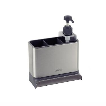Imagem de Organizador de Pia Plurale Porta Detergente e Esponja em Plástico e Aço Inox com Bandeja Coletora Tramontina