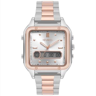 Imagem de Relógio Feminino de Pulso EUBJ3890AAU-4J Analógico e Digital com Pulseira de Aço Inox Bicolor Euro