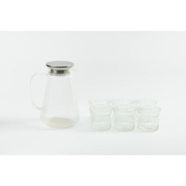 Imagem de Conjunto de Jarra com Tampa e 6 Copos em Vidro Borossilicato Transparente La Vittra