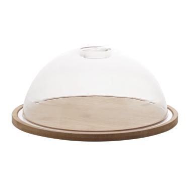 Imagem de Queijeira 24cm com Tampa em Acrílico e Base em Bambu para Servir Queijos Transparente Lyor