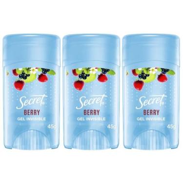 Imagem de Kit 3 Desodorante em Gel Invisible Secret 45g Clear Berry