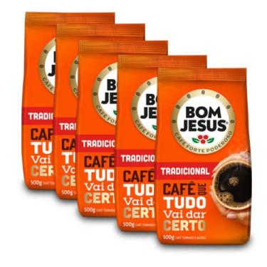 Imagem de Café Bom Jesus Tradicional Moído Kit 5 Pacotes de 500g cada