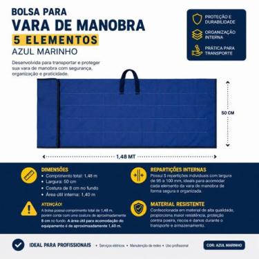 Imagem de Bolsa Para Vara De Manobra 5 Elementos 148 X 50cm Azul