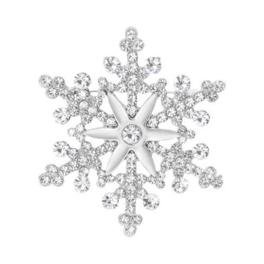 Imagem de Broche De Natal Unissex Feminino Com Strass Floco De Neve E Flor De Vi
