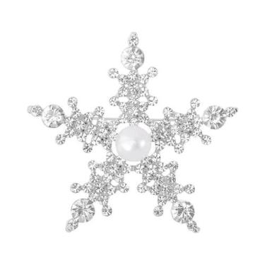 Imagem de Broche De Natal Unissex Feminino Com Strass Floco De Neve E Flor De Vi