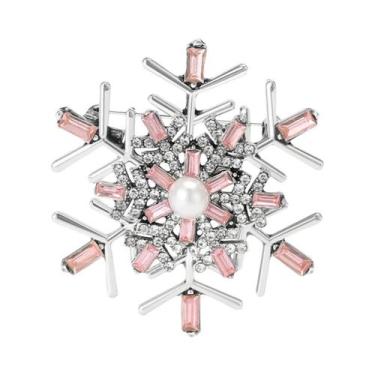 Imagem de Broche De Natal Unissex Feminino Com Strass Floco De Neve E Flor De Vi