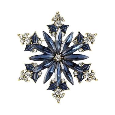 Imagem de Broche De Natal Unissex Feminino Com Strass Floco De Neve E Flor De Vi