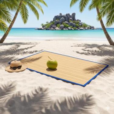 Imagem de Esteira de Praia 180x60cm Palha Verão Pequinique Dobravel - TBG