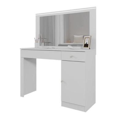 Imagem de Penteadeira Camarim Nina 1 Porta e 2 Gavetas - Mobler, Branco Fosco