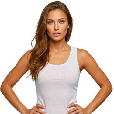 Imagem de Regata Feminina Fitness Canelada Estilo Ribana Premium Academia Treino
