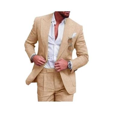 Imagem de Terno Slim Fit Masculino De Linho Para Casamento Na Praia, Festa De Fo