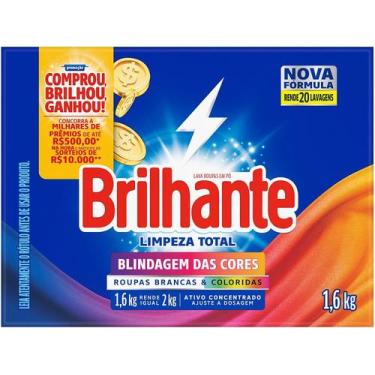 Imagem de Sabão Em Pó Brilhante Limpeza Total Roupas Brancas e Coloridas 1,6 Kg 
