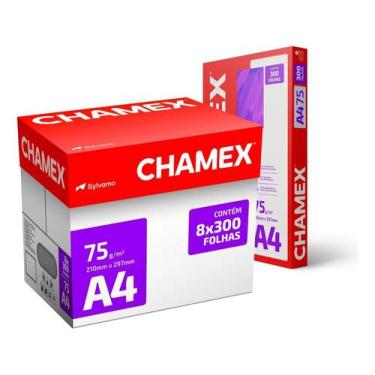 Imagem de Papel Sulfite A4 Chamex 75g kit 08 Pacotes com 300 folhas ca - Congrat