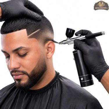 Imagem de Aerógrafo Portátil Preto Pigmentação Capilar Barbearia - tomate