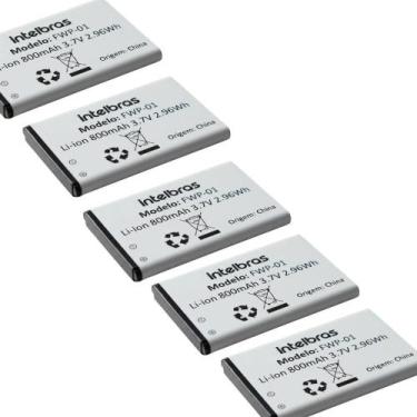 Imagem de Kit com 5 Baterias Recarregáveis Li-Ion 3,7V 800mAh - Intelbras