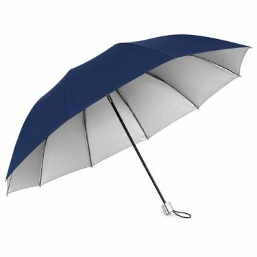 Imagem de Guarda-Chuva Reforçado Azul Escuro Liso com Capa L&Q 140x70cm
