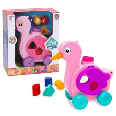 Imagem de Brinquedo Didático Baby Land Pata Rosa Bota Ovo Cardoso Toys