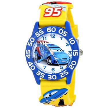 Imagem de Disney Relógio infantil W001507 "Time Teacher" da Disney Carros com pulseira amarela 3D