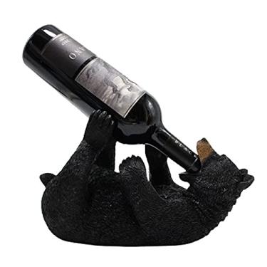 Imagem de Suporte de garrafa de vinho arte criativa suporte de vinho em forma de urso resina artesanato decoração sala de estar decoração decoração decoração casa vinho suporte empilhável (cor: urso)