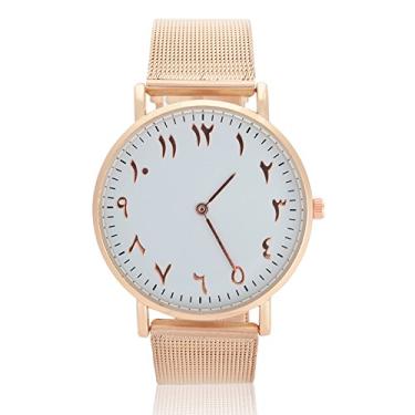 Imagem de VGEBY1 Relógio feminino relógio de pulso com pulseira de aço inoxidável analógico e mostrador redondo para 2 cores prata clássico e ouro rosa