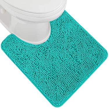 Imagem de GORILLA GRIP Tapete de banho de chenille felpudo absorvente de pelúcia para base de vaso sanitário oval com suporte de borracha, tapetes laváveis à máquina, tapetes de microfibra macia para banheiros