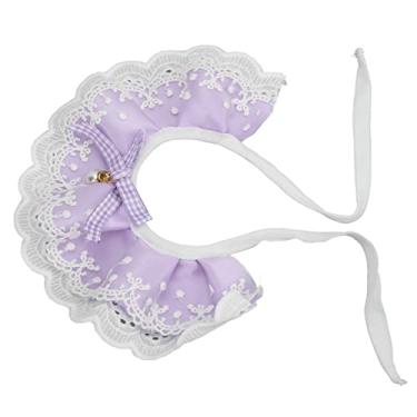 Imagem de Babador de renda para gatos, cachecol de renda para gatos lavável e bonito design requintado confortável para gatos pequenos e médios(Roxa, S)
