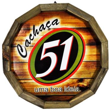 Imagem de Quadro Tampa de Barril em Madeira Rústica Cachaça 51