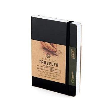 Imagem de Diário de viagem Pentalic 10 x 15 cm, bolso quadriculado, 160 páginas, preto