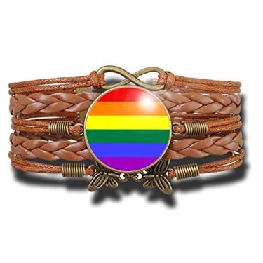 Imagem de Pulseira Feminina Bandeira do Orgulho Gay Pride Cores do Arco Íris LGBT Ajustável