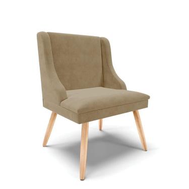 Imagem de Cadeira De Jantar Liz Suede Marrom Rato Pés Palito Natural