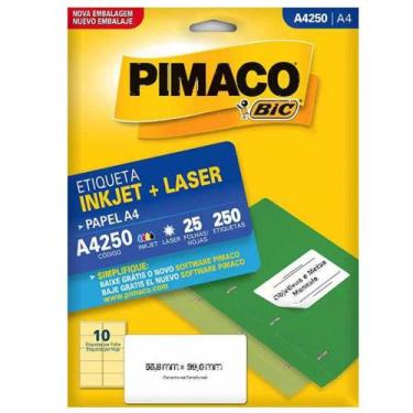 Imagem de Etiqueta Imprimir Pimaco A4250 Ink-Jet Laser A4 C/ 250 Etiquetas