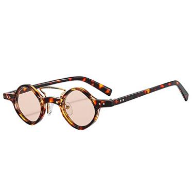 Imagem de Moda Óculos de Sol Quadrados Pequenos Mulheres Retro Pontes Duplas Lentes Oceânicas Transparentes Tons UV400 Rebites Masculinos Punk Óculos de Sol, Champanhe Leopardo, A