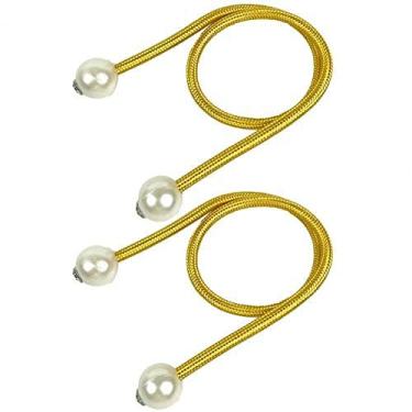 Imagem de 2 peças prendedor de cortina prático requintado clipe de cortina resistente ao desgaste cortina decorativa fivela prendedores de cortina suportes de cortina ganchos de amarração de cortina, amarelo ouro, 2 peças