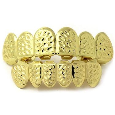 Imagem de Conjunto de dentes Gold Grillz Melhor presente para filho - Novo ajuste personalizado banhado a ouro 14k com diamantes cortados Grillz - Excelente corte para todos os tipos de dentes - Conjunto de