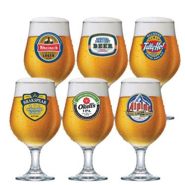 Imagem de Jogo De Taças Para Cerveja Frases Rótulo Belgica 380ml 6 Pcs - Ruvolo