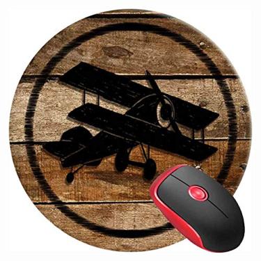 Imagem de Tapete de mouse redondo para jogos borda de avião preta, base de borracha antiderrapante mousepad bonito mousepad para laptop computador PC escritório casa