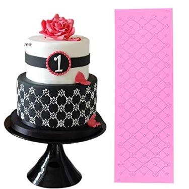 Imagem de Anyana 38 cm açúcar comestível margarida grade de renda bolo silicone tapete de gravação textura fondant impressão tapete de renda molde decoração pasta de goma topo de cupcake ferramenta de confeitar doces impressão moldes de assar