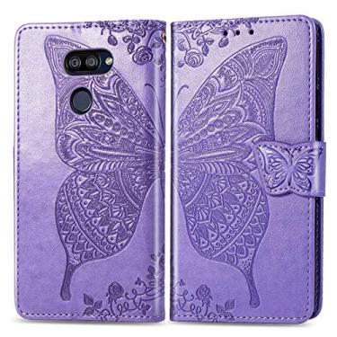 Imagem de HONGYAN Capa de telefone Para lg k40s borboleta amor flor rebocada caso de couro flip horizontal com suporte/cartão de cartão/carteira/cordão Capa protetora