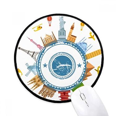 Imagem de Tapete de mouse com padrão de cidade, ponto de referência mundial, área de trabalho, tapete redondo para computador