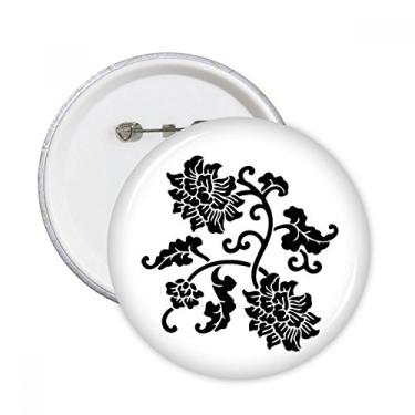 Imagem de Contorno flores pretas planta pinos redondos crachá botão emblema acessório decoração 5 peças