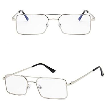 Imagem de Óculos de Sol Feminino Quadrado Liga de Metal Armação Pequena Óculos de Sol Masculino Transparente Óculos de Sol Femininos Vintage, 13 Prata, Trans, Tamanho Único