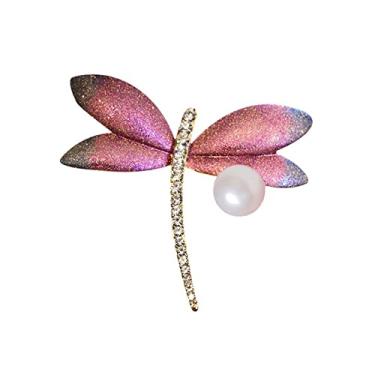Imagem de KIZQYN Broche feminino bonito e bonito broche de libélula pérola elegante e versátil broche feminino pino suéter terno personalidade acessórios acessório de fantasia