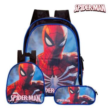 Imagem de Kit Mochila Masculino Infantil Spider Man G Escolar Costa - Toys 2U